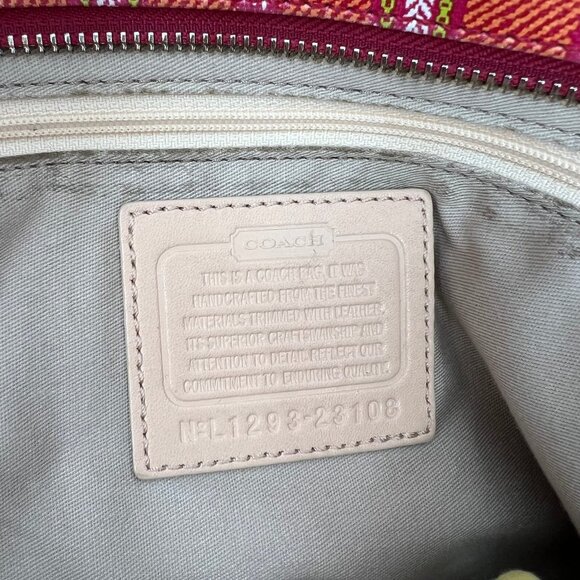 Coach Orange Pink Striped Leather Tote | Good Condition - Picture 9 of 9